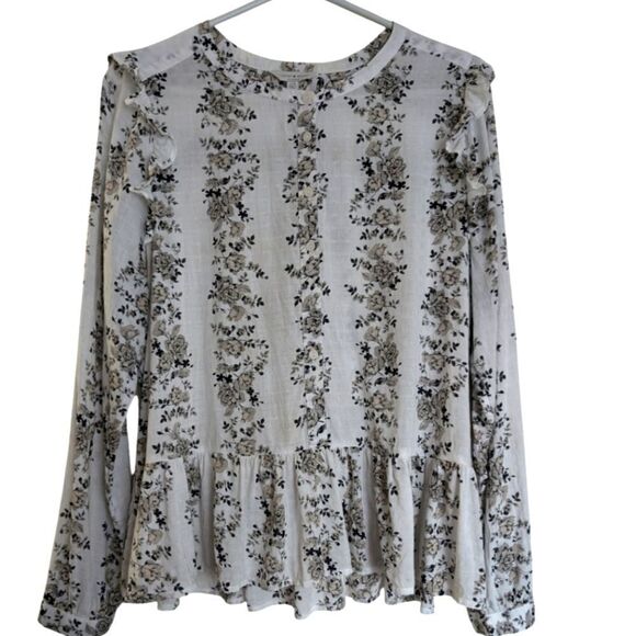 Lucky Brand floral peplum blouse size L - Picture 2 of 8